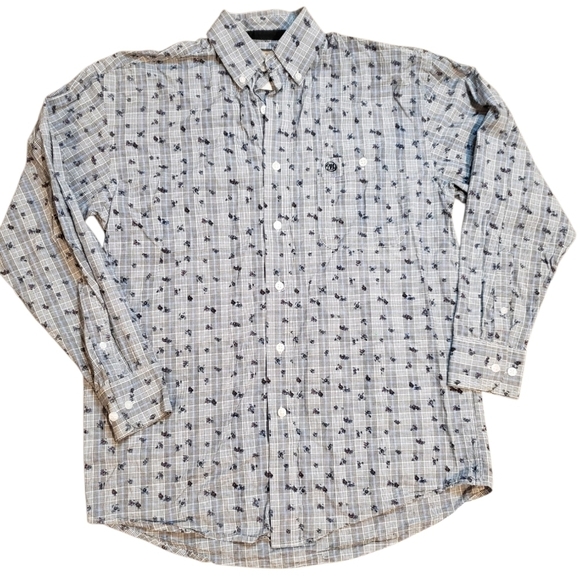 Wrangler Other - Wrangler Grey Blue Floral Button Down Western Shirt Small